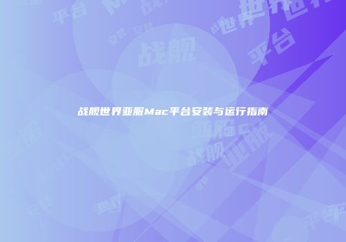 战舰世界亚服Mac平台安装与运行指南