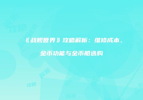 《战舰世界》攻略解析：维修成本、金币功能与金币船选购