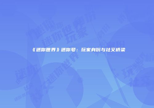《迷你世界》迷你号：玩家身份与社交桥梁