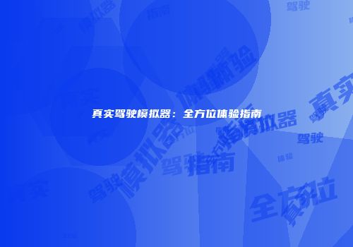 真实驾驶模拟器：全方位体验指南