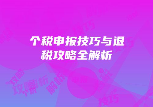 个税申报技巧与退税攻略全解析