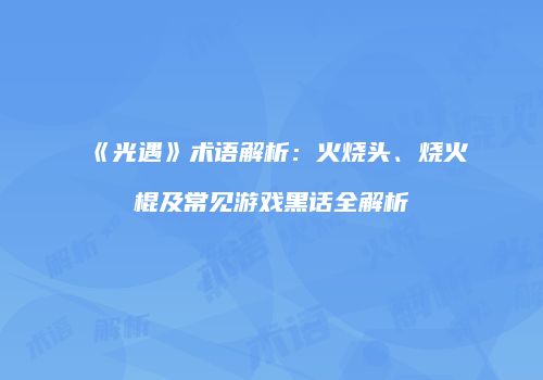 《光遇》术语解析：火烧头、烧火棍及常见游戏黑话全解析