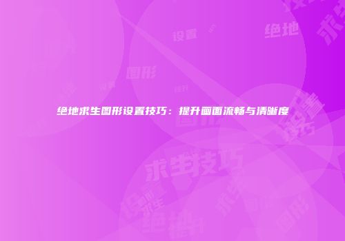 绝地求生图形设置技巧：提升画面流畅与清晰度