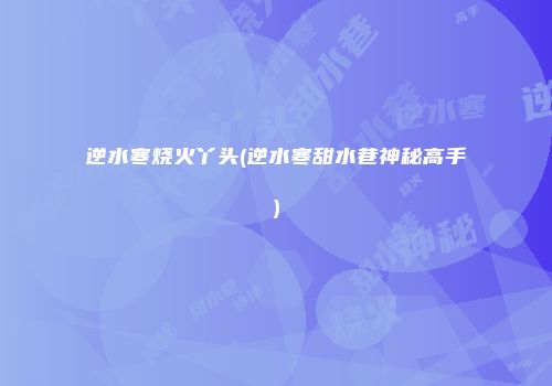 逆水寒烧火丫头(逆水寒甜水巷神秘高手)