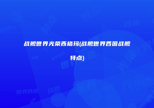战舰世界光荣西格玛(战舰世界各国战舰特点)
