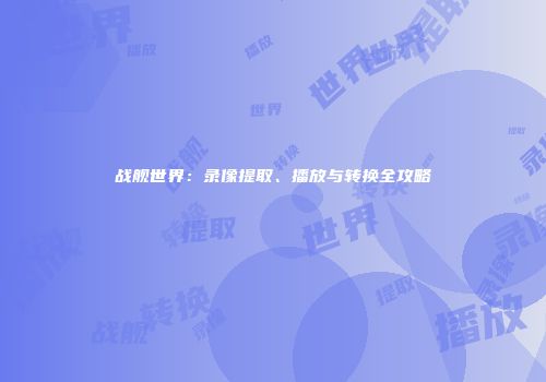战舰世界：录像提取、播放与转换全攻略