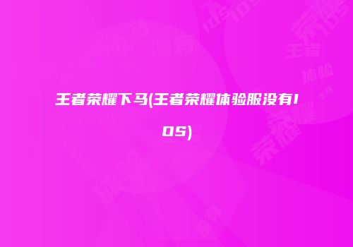 王者荣耀下马(王者荣耀体验服没有IOS)