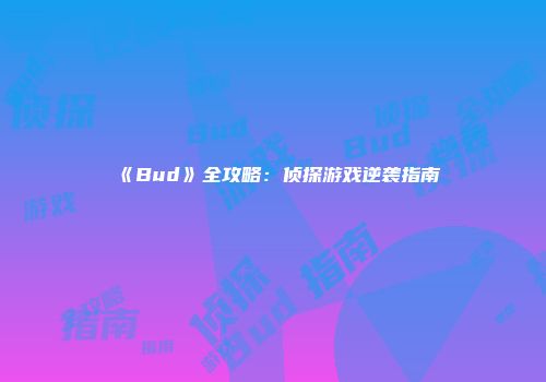 《Bud》全攻略：侦探游戏逆袭指南