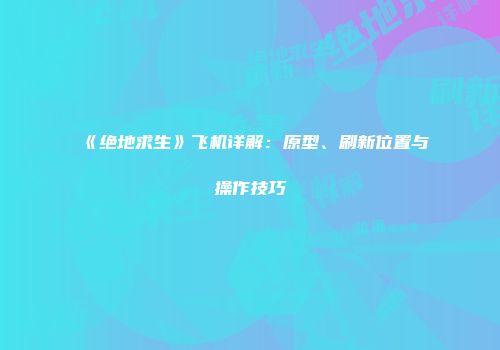 《绝地求生》飞机详解：原型、刷新位置与操作技巧