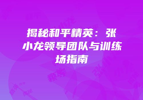 揭秘和平精英：张小龙领导团队与训练场指南