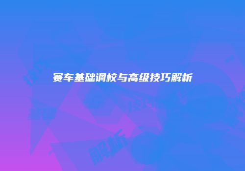 赛车基础调校与高级技巧解析