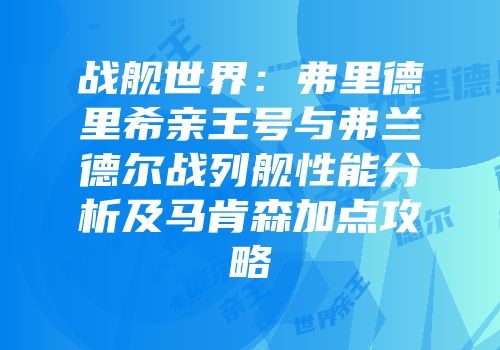 战舰世界：弗里德里希亲王号与弗兰德尔战列舰性能分析及马肯森加点攻略