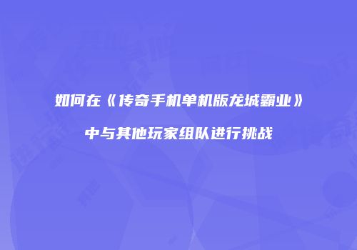 如何在《传奇手机单机版龙城霸业》中与其他玩家组队进行挑战