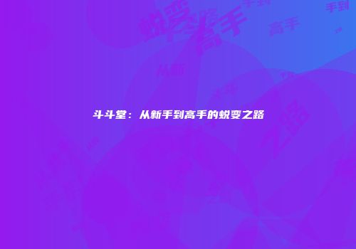 斗斗堂：从新手到高手的蜕变之路