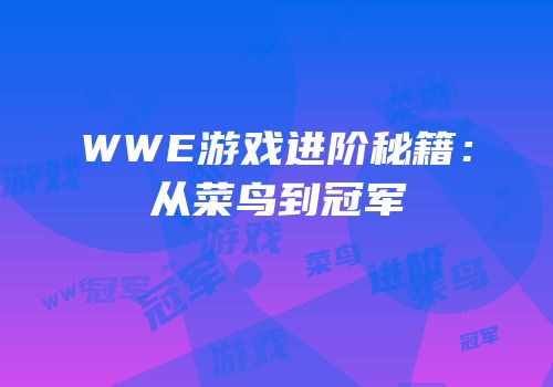 WWE游戏进阶秘籍：从菜鸟到冠军