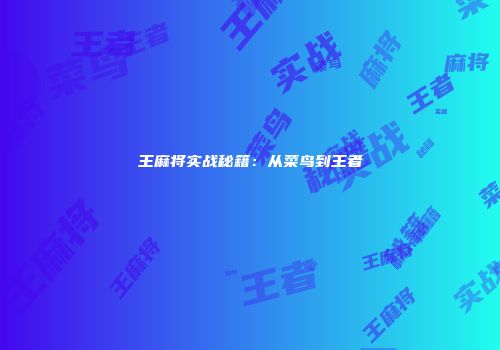 王麻将实战秘籍：从菜鸟到王者
