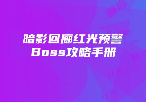 暗影回廊红光预警Boss攻略手册