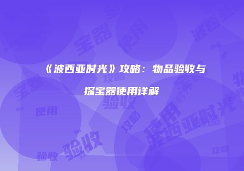 《波西亚时光》攻略：物品验收与探宝器使用详解
