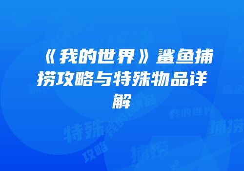 《我的世界》鲨鱼捕捞攻略与特殊物品详解