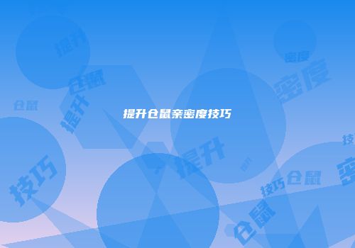 提升仓鼠亲密度技巧