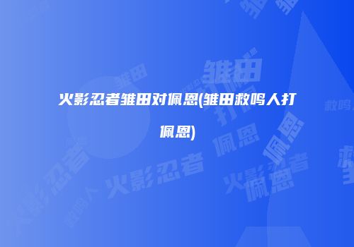 火影忍者雏田对佩恩(雏田救鸣人打佩恩)
