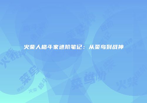 火柴人格斗家进阶笔记：从菜鸟到战神