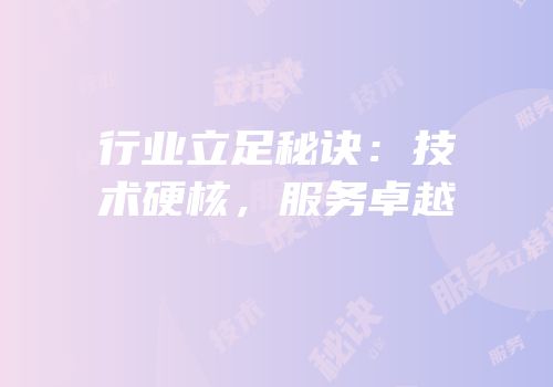 行业立足秘诀：技术硬核，服务卓越