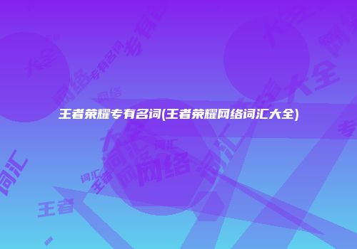 王者荣耀专有名词(王者荣耀网络词汇大全)