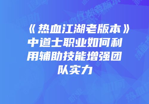 《热血江湖老版本》中道士职业如何利用辅助技能增强团队实力