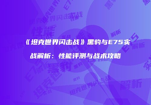 《坦克世界闪击战》黑豹与E75实战解析：性能评测与战术攻略