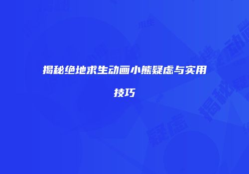 揭秘绝地求生动画小熊疑虑与实用技巧
