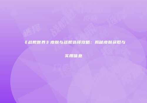 《战舰世界》皮肤与战舰选择攻略：揭秘皮肤获取与实用信息