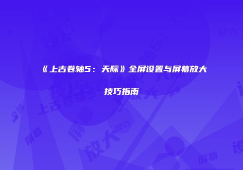 《上古卷轴5：天际》全屏设置与屏幕放大技巧指南
