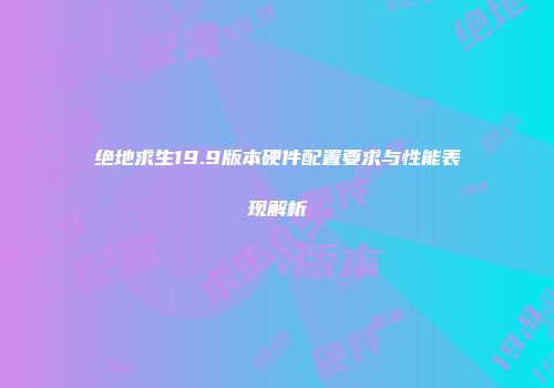 绝地求生19.9版本硬件配置要求与性能表现解析