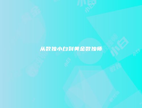 从数独小白到黄金数独师