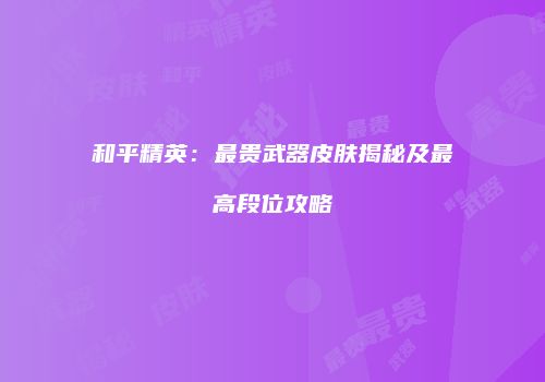 和平精英：最贵武器皮肤揭秘及最高段位攻略