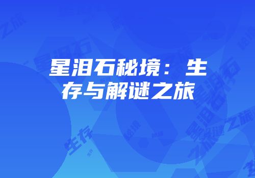 星泪石秘境：生存与解谜之旅