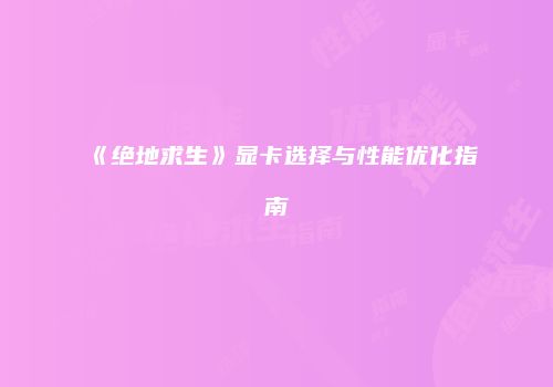 《绝地求生》显卡选择与性能优化指南