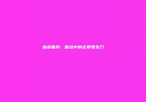 血色霜月：国战中的正邪罗生门