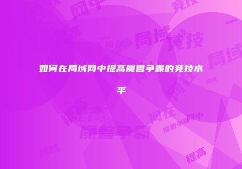 如何在局域网中提高魔兽争霸的竞技水平