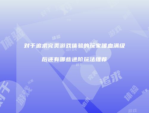 对于追求完美游戏体验的玩家嗜血满级后还有哪些进阶玩法推荐