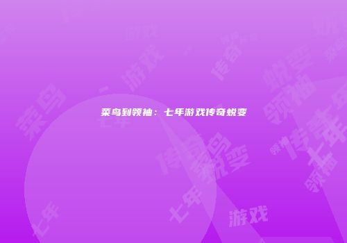 菜鸟到领袖：七年游戏传奇蜕变
