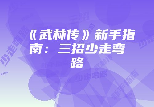 《武林传》新手指南：三招少走弯路