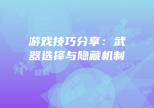 游戏技巧分享：武器选择与隐藏机制