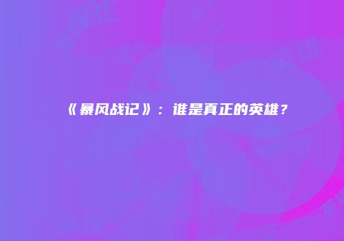 《暴风战记》：谁是真正的英雄？