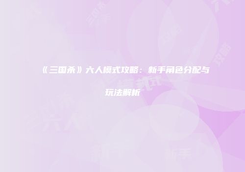 《三国杀》六人模式攻略：新手角色分配与玩法解析