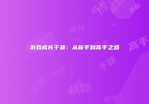 游戏成长干货：从新手到高手之路