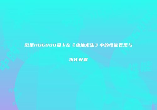 微星HD6800显卡在《绝地求生》中的性能表现与优化设置