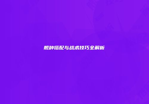 舰种搭配与战术技巧全解析