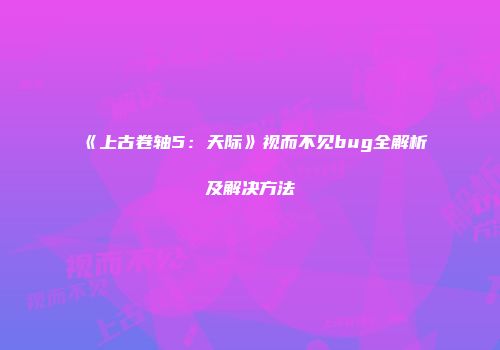 《上古卷轴5：天际》视而不见bug全解析及解决方法